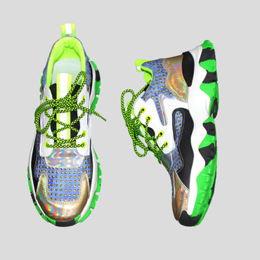 Celonox Holographic Stud & Neon Green Trail Sneakers