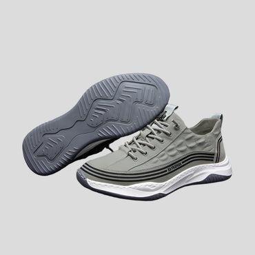 Celonox Textured Grey Leather-Effect Sneakers