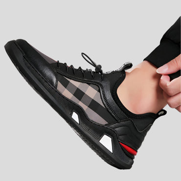 Celonox Black Plaid Slip-On Leather Runners