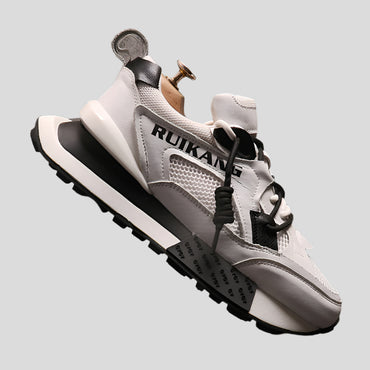 Premium Color-Block Mesh & Leather Sneakers