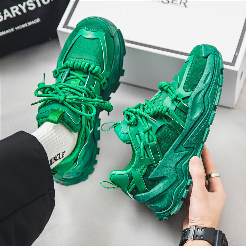 Celonox All-Green Strapped Chunky Sneakers