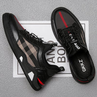 Celonox Black Plaid Slip-On Leather Runners